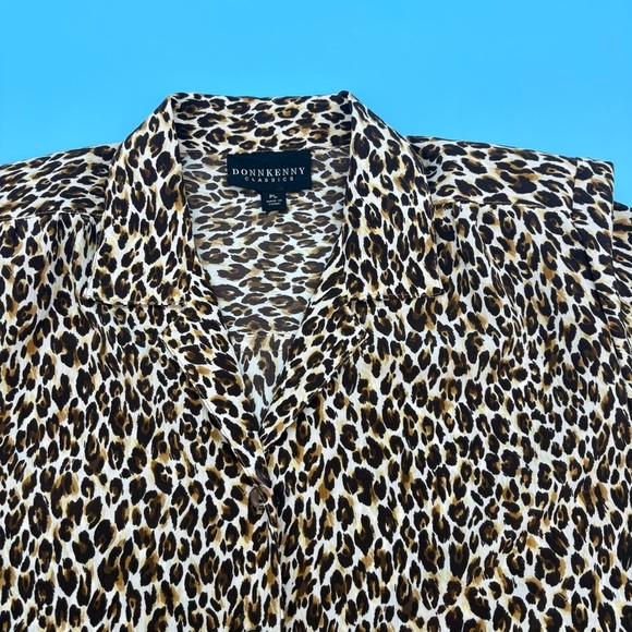 Donn Kenny Leopard Print Button Down Top Brown & Tan Size PL - Picture 9 of 9